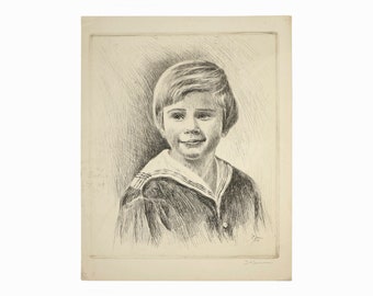 1936 J. W. Jameson Vintage Lithograph Etching Signed Artwork Art