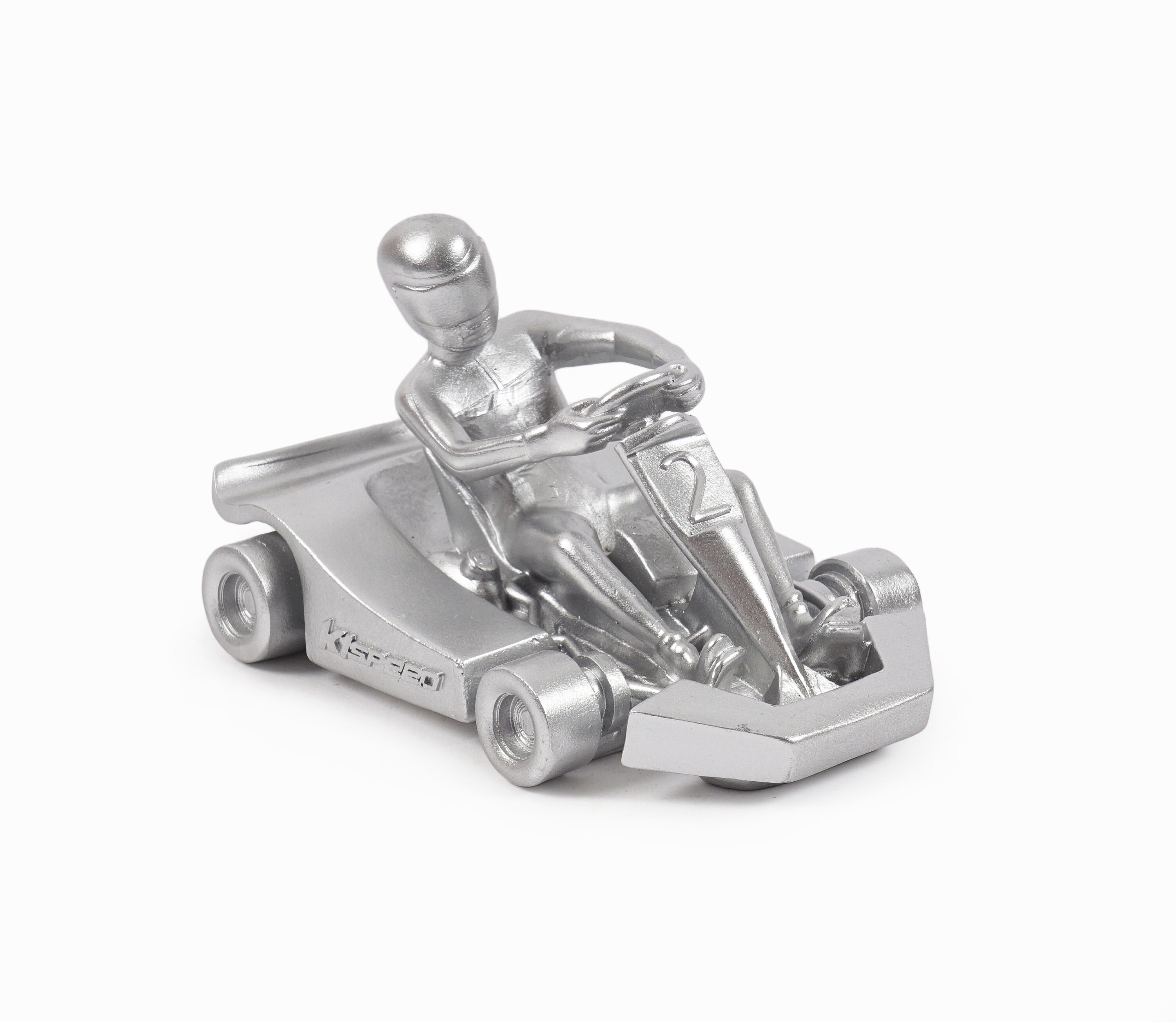 Vintage Go Kart Trophy Figurine Silver 2nd Place