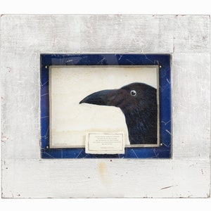 Mixed Media Wall Sculpture Black Crow Oil Painting Stars image 2