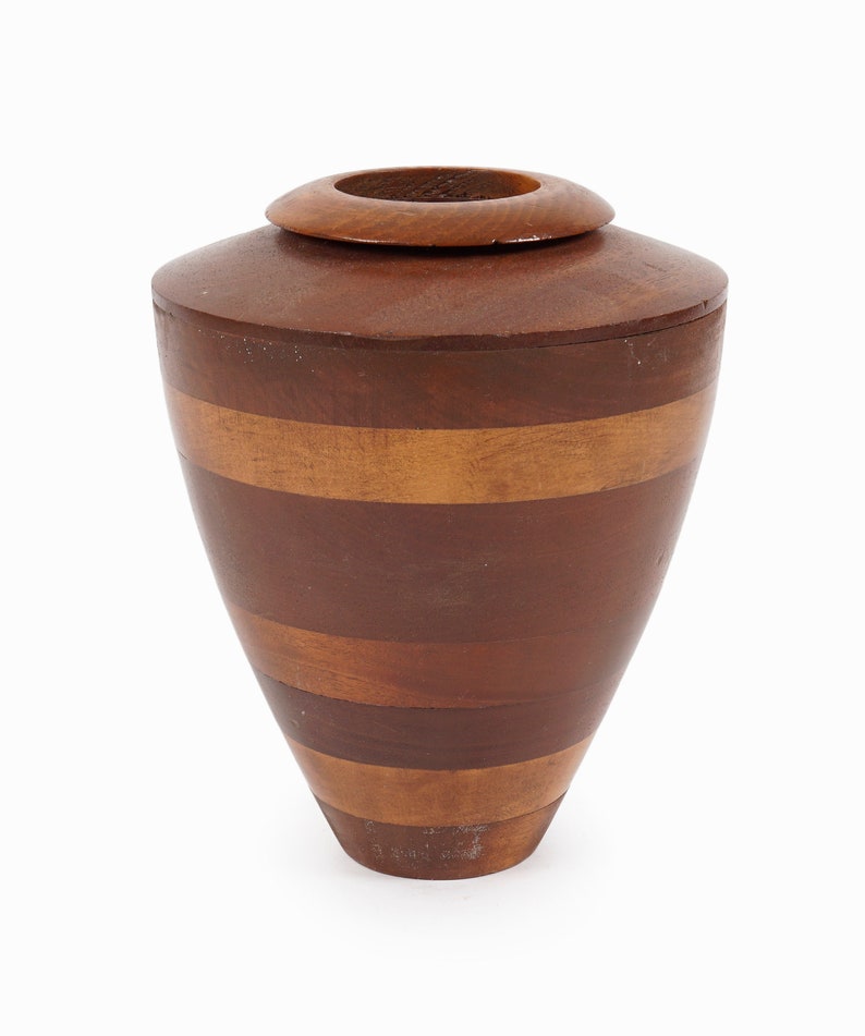 1997 E. Karr Wooden Vase Hand Turned Vintage image 3