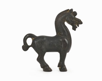 Miniature Chinese Ming Horse Figurine Metal Sculpture Vintage Alva Museum NY