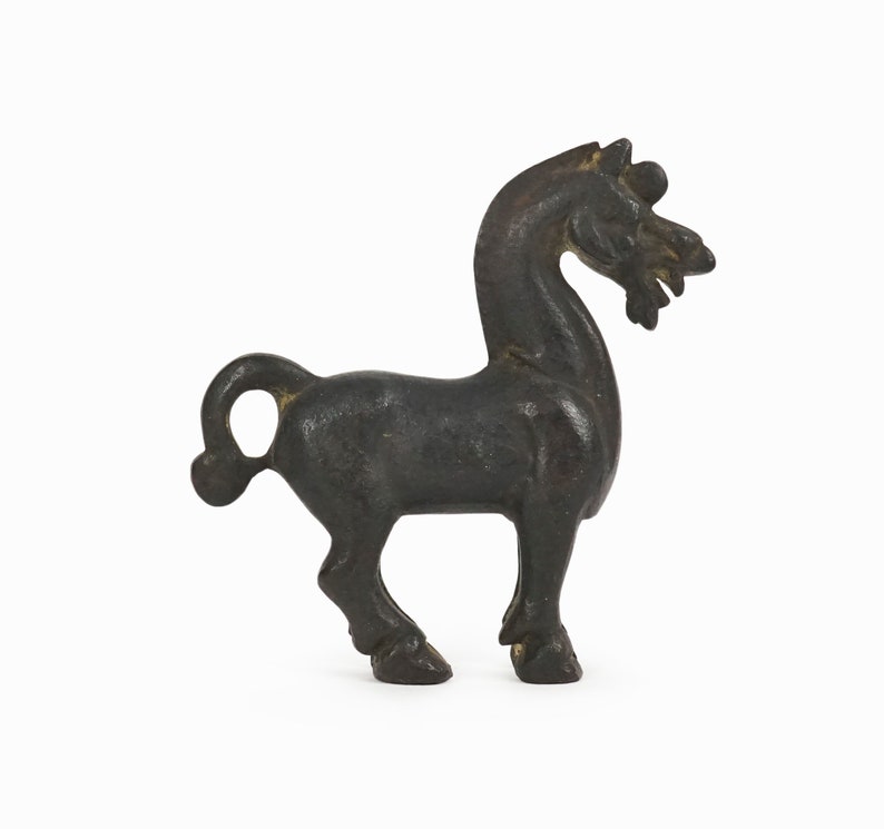 Miniature Chinese Ming Horse Figurine Metal Sculpture Vintage Alva Museum NY image 1