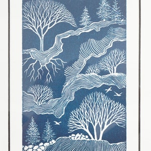 Charlotte Laurine Schaefer Woodcut Print on Paper Tranquility image 3