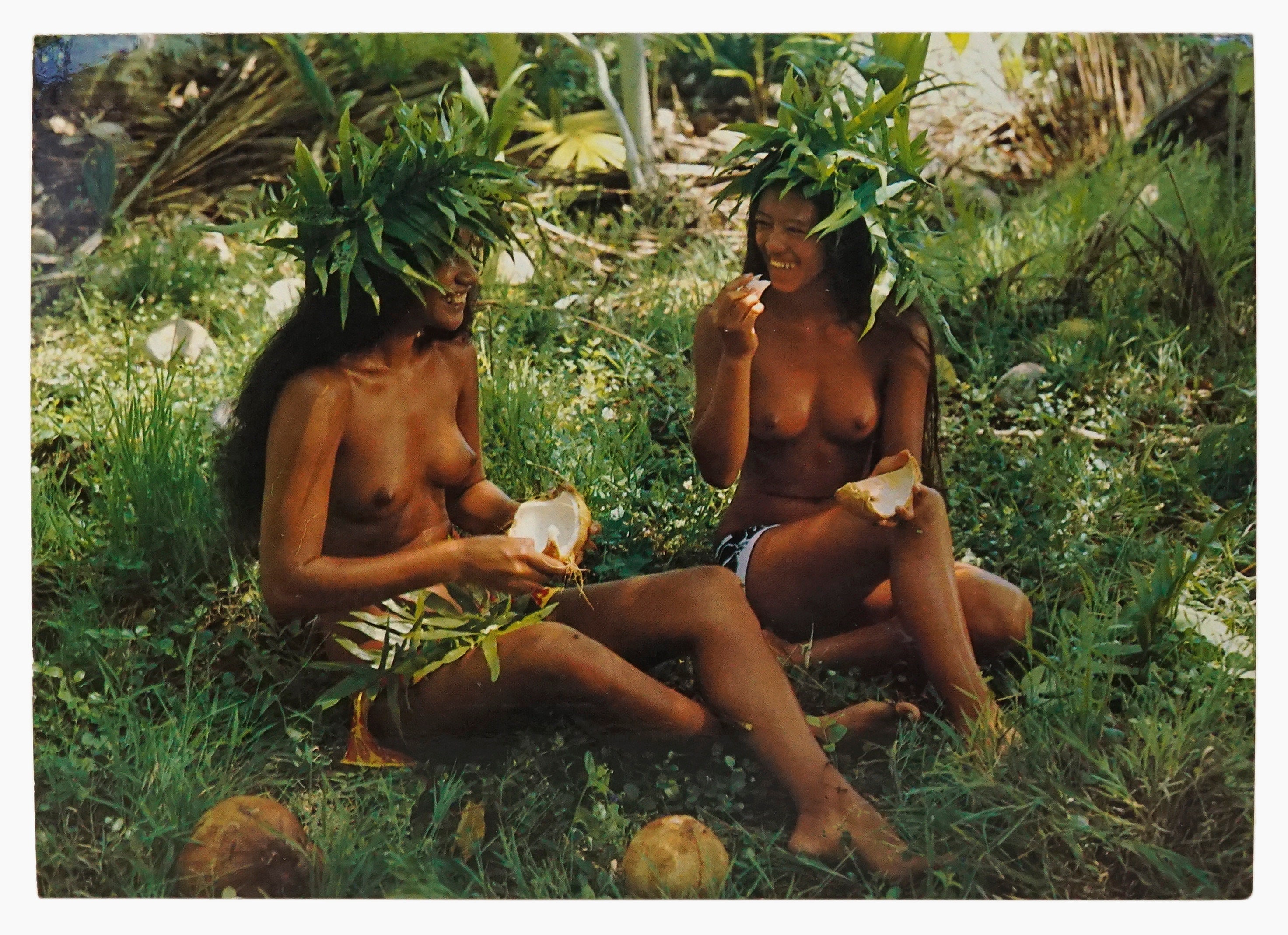 Vintage Nude Women Postcard Tahiti Colorscans Promo Card