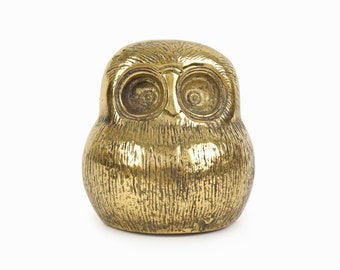 Vintage Brass Owl Figurine Mid Century Modern