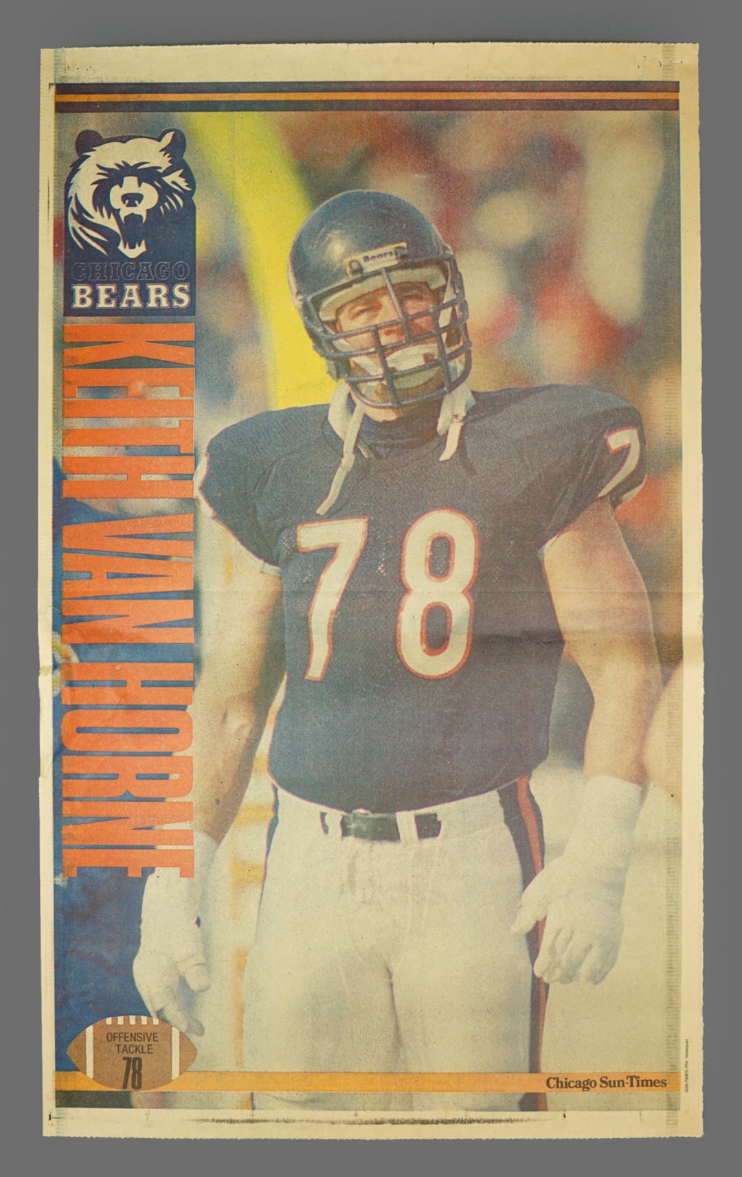 1980s Chicago Bears Sun-times Poster Keith Van Horne Offensive