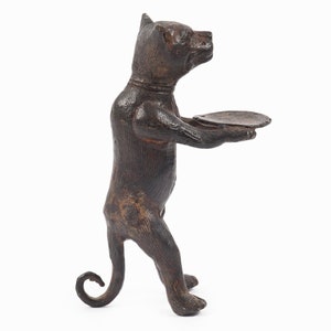 Diego Giacometti Style Bronze Cat Figurine Standing Butler Sculpture image 4