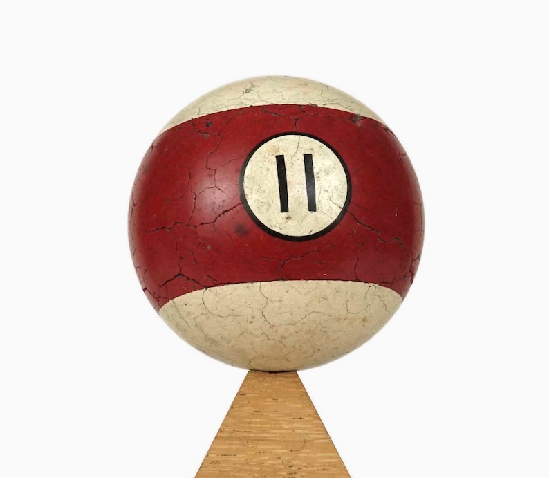 Number 11 Striped Pool Ball Clay Billiard Ball Size 2.25 Eleven XI Red Stripe