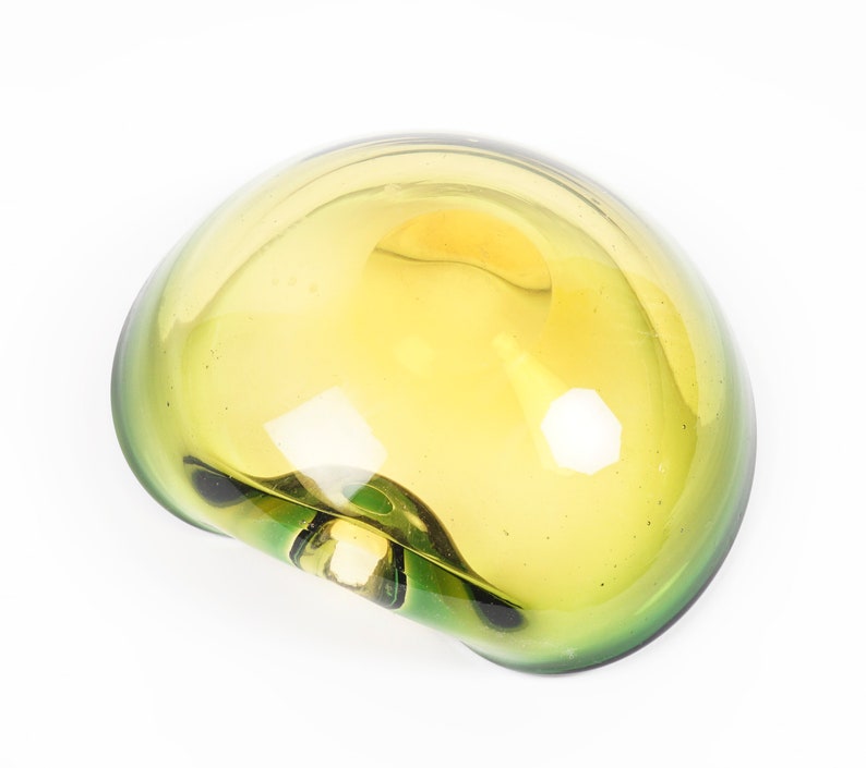 Murano Sommerso Glass Bowl Italy Green Amber Small image 5