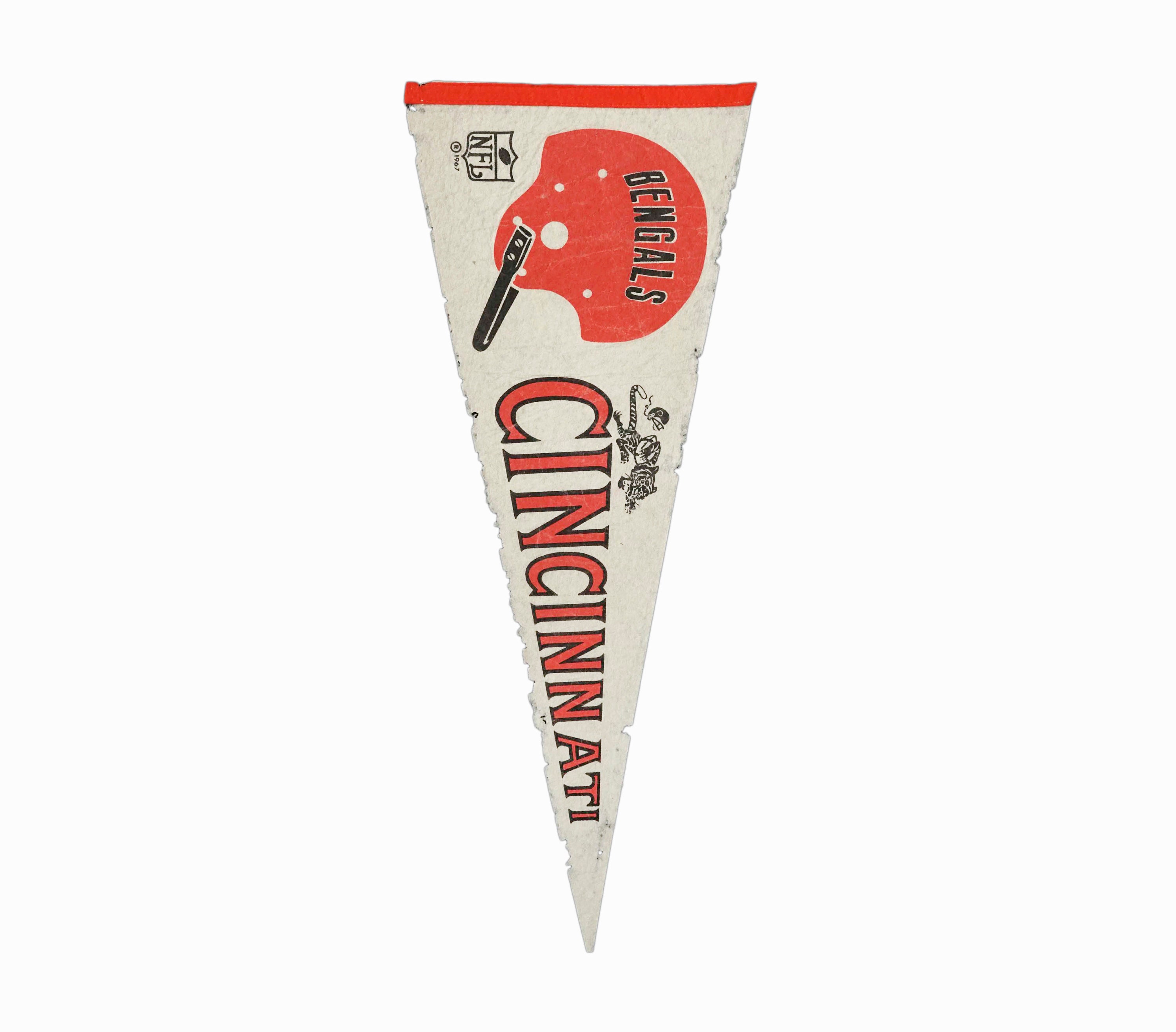 Vintage 1967 NFL Cincinnati Bengals Football Pennant Flag