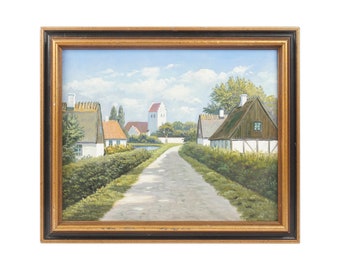 Vintage Oil Painting on Canvas Cottage