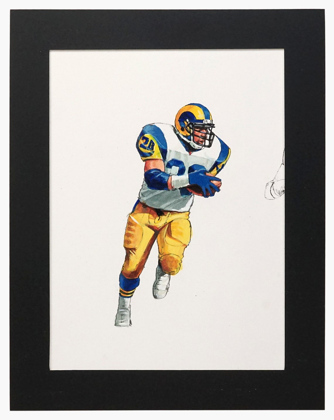 Vintage NFL Watercolor Painting Los Angeles Rams Team Sports Etsy