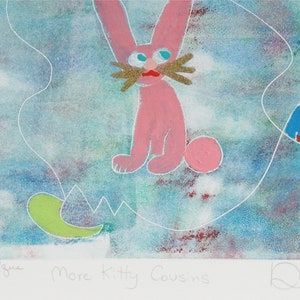 Delia Reiss Etching Print on Paper More Kitty Cousins image 5