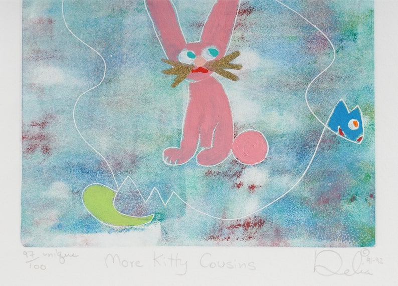 Delia Reiss Etching Print on Paper More Kitty Cousins image 5