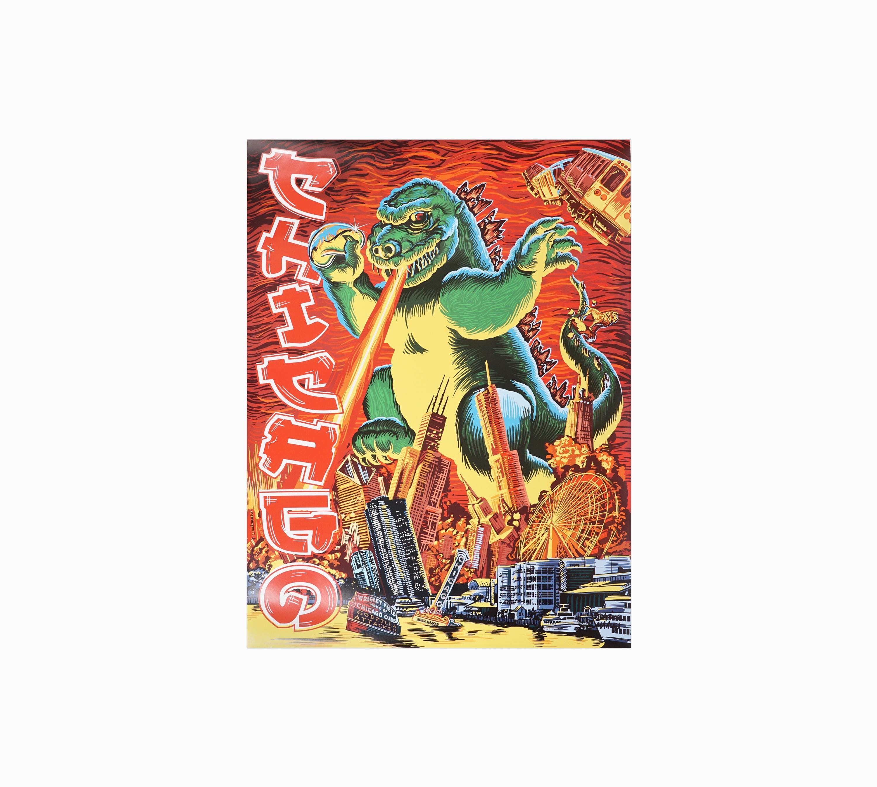 Godzilla Vs. Chicago Print on Paper Darick Maasen - Etsy Israel
