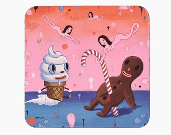 Pop Art Gary Baseman Coaster Kitschy Gingerbread Man