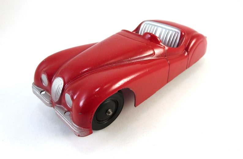 Vintage IRVIN Red Jaguar XK120 Diecast Car Toy Metal Die Cast Red Silver XK 120 Convertible image 1