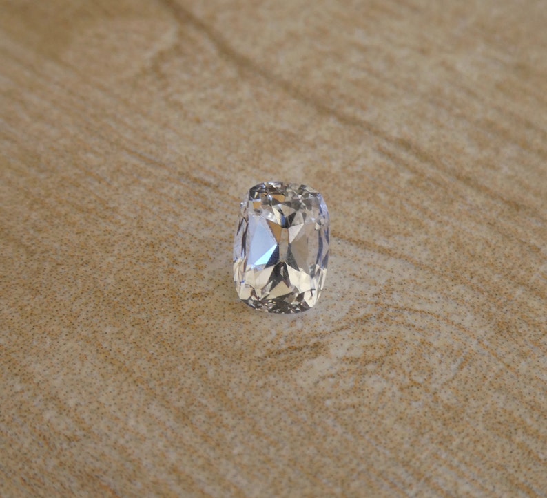 Chunky 7x5 millimeter Hand Cut Old Mine Antique Cushion Cut Loose White Sapphire 1.47 carats