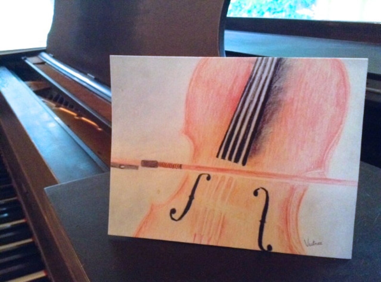 Colored Pencil Cello Greeting Card Etsy