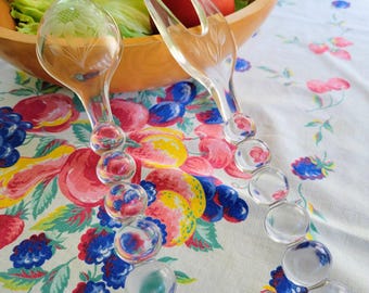 Vintage Imperial Glass Candlewick Salad Serving Set - Cornflower Pattern