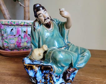 Rare Vintage Chinese Shiwan Pottery Li Bai Mudman Figurine