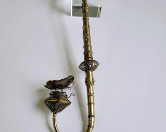 Vintage Northern Thai Paktong Filigree 'Elephant Bowl' Tobacco Pipe