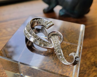 Rare Vintage MARCEL BOUCHER Rhodium-Plated Brooch Signed & Numbered 6923