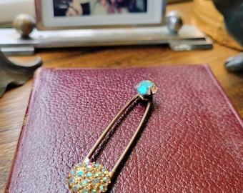 Vintage Aurora Borealis Rhinestone Safety Pin Style Kilt Pin