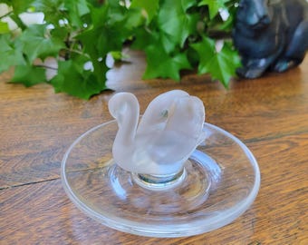 Vintage LALIQUE Single Swan Ring Tray