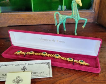 Vintage Camrose & Kross JBK Emerald Green Crystal Link Bracelet