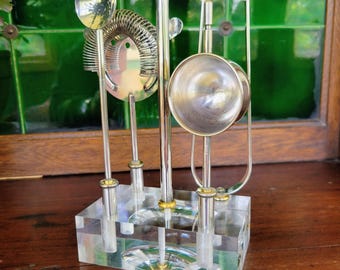 Vintage GIO PONTI PM Italy Silver-Plated Bar Tool Set