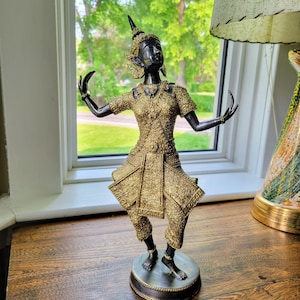 Vintage Bronze Gilt Thai Teppanom Temple Guard Statue