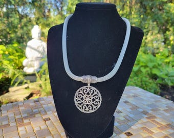 Vintage JOAN RIVERS Silver Mesh Rope Interchangeable Pendant Necklace