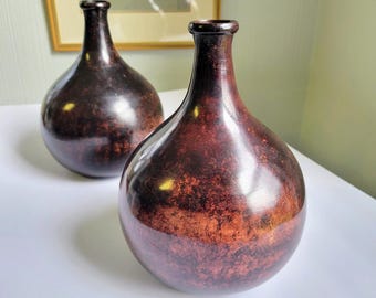 Pair of Antique Japanese Lacquered Bronze Vases