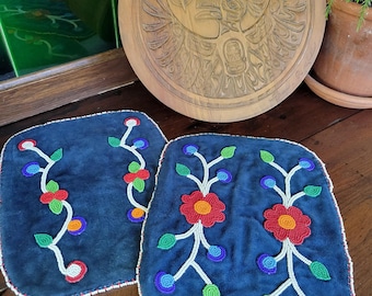 Vintage Red River Style Floral Beadwork Panels