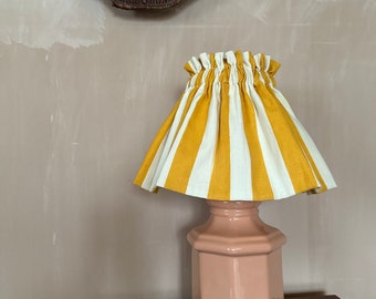 Yellow and cream vertical stripe scrunchie lampshade
