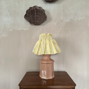 Pale yellow stripe gathered lampshade