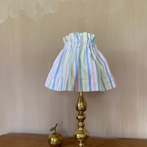 Pastel stripe scrunched fabric nursery lampshade