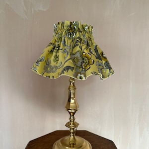 Green flower country scrunched fabric lampshade