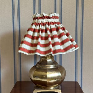 Orange stripe scrunched fabric lampshade
