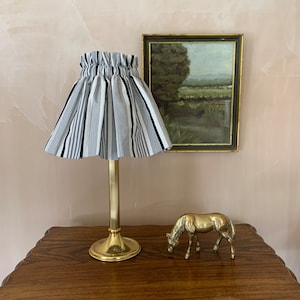 Black and white stripe scrunched fabric lampshade