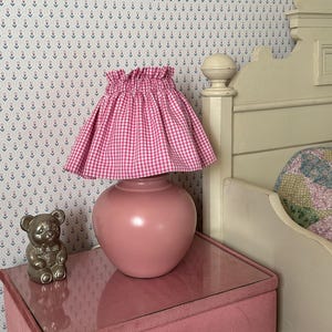 Pink & white gingham scrunchie lampshade
