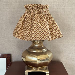 Brown multi print frill gathered fabric lampshade