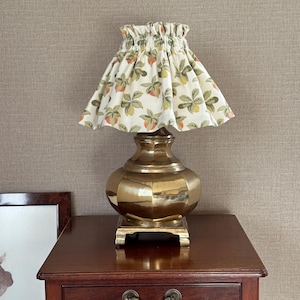 Lemon print frill gathered fabric lampshade