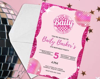 Editable Pink Doll Birthday Invitation |Girl Birthday Party Invite| Instant Download