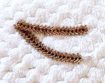 Braid stitch Earthy Picasso beaded bracelet