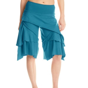 Layered Stretchy Cotton  Festival Shorts: Asymmetrical Pixie Clothing