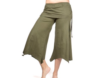 Fae Flair Pant ~ Mishu ~ Earth tones, Nymph, Fairy, Flare Capri, Folklore, Hooping, Festival clothing