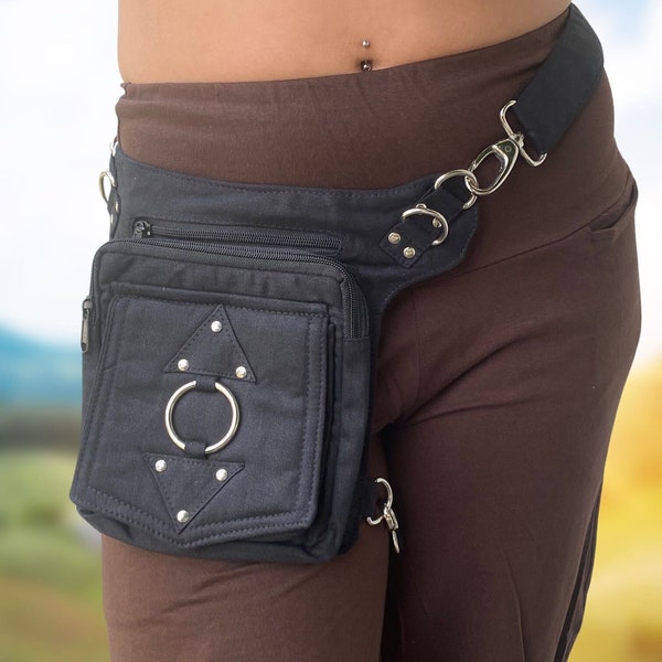 Eclipse Bag Silver ~ Mishu ~ Hip belt, Pocket belt, Convertible bag, Utility belt, Leg belt, Festival belt, Vending belt, Burning Man