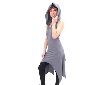 Geo Hood Dress ~ Mishu ~ Hooded Dress, Backless, Alternative fashion, Festival clothing, Burning man